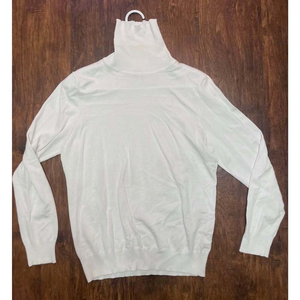 Joseph A Womens Ivory Mock Turtleneck Long Sleeves Pullover Sweater Size XL